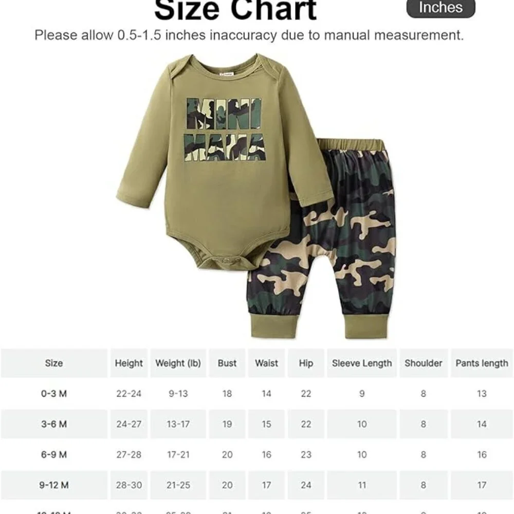 MINI MAMA Long Sleeve Romper and Pants / 3-6 months /ARMY GREEN / BRAND …